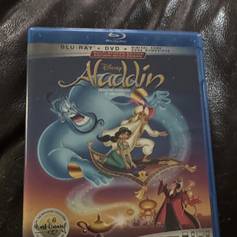 Disney Aladdin Blu-ray DVD Combo with Blue and Gold Cover